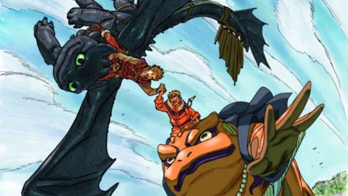 Ilustración-Naruto y live-action de Cómo entrenar a tu dragón- Masashi Kishimoto