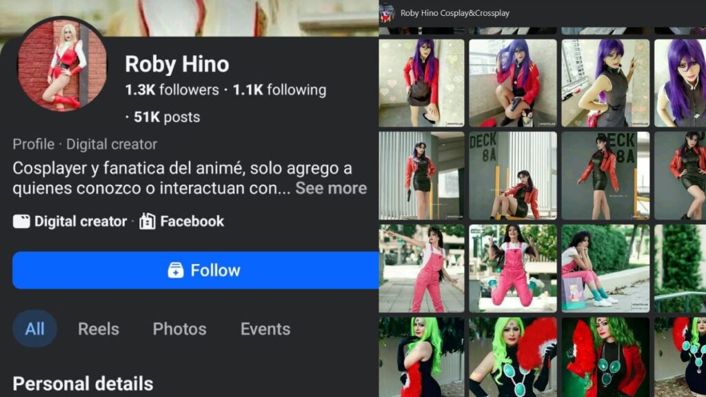 Perfil-Roby Hino-Señalada de robar fotografías de otras cosplayers y alterarlas con su rostro