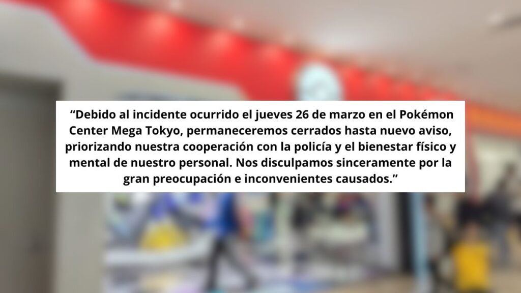 Lamentable ataque en el Pokémon Center Mega Tokyo termina en tragedia Pokémon Center Mega Tokyo-Comunicado.