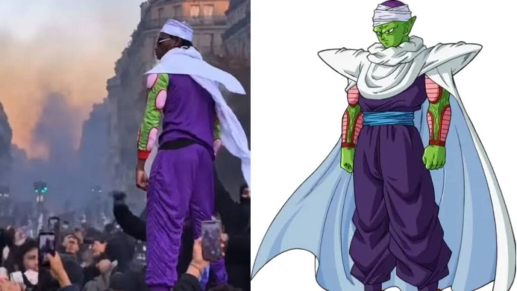 Personajes de Anime y Superhéroes aparecen en las protestas de Francia Cosplay-Piccolo-Protestas en Francia 2026